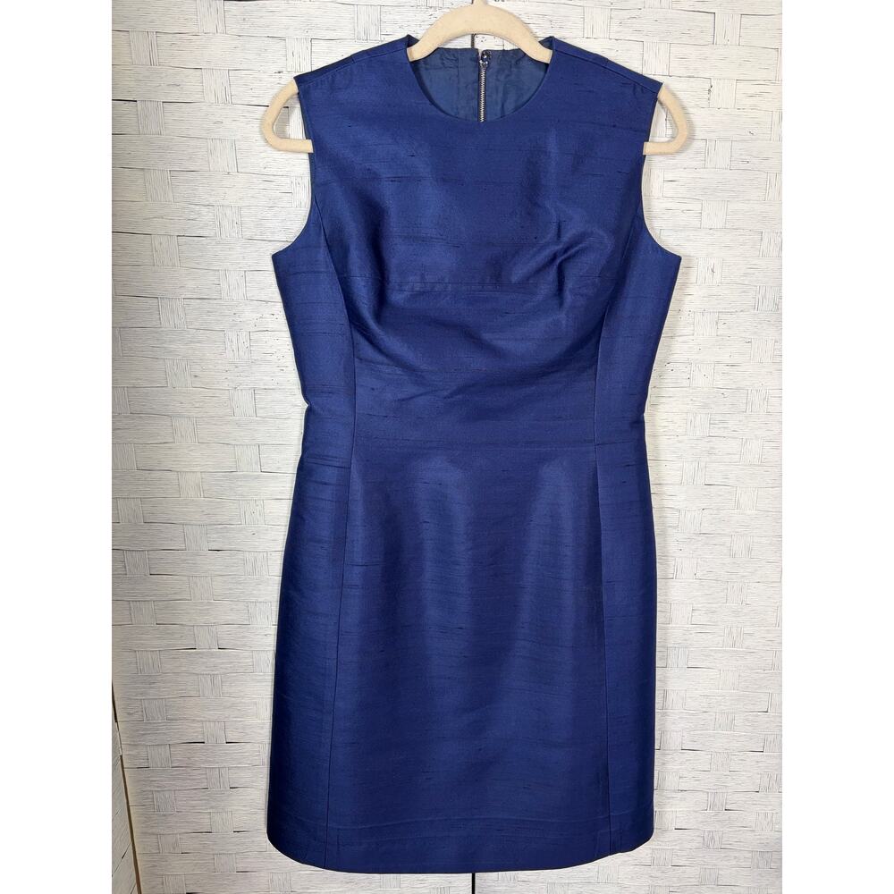 Vintage Dynasty dress classic fitted silk taffeta feminine blue evening career ￼